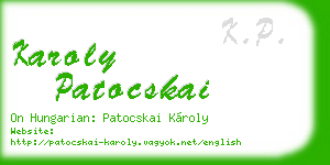karoly patocskai business card