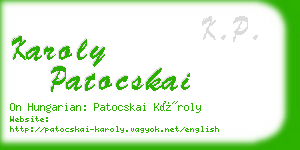 karoly patocskai business card